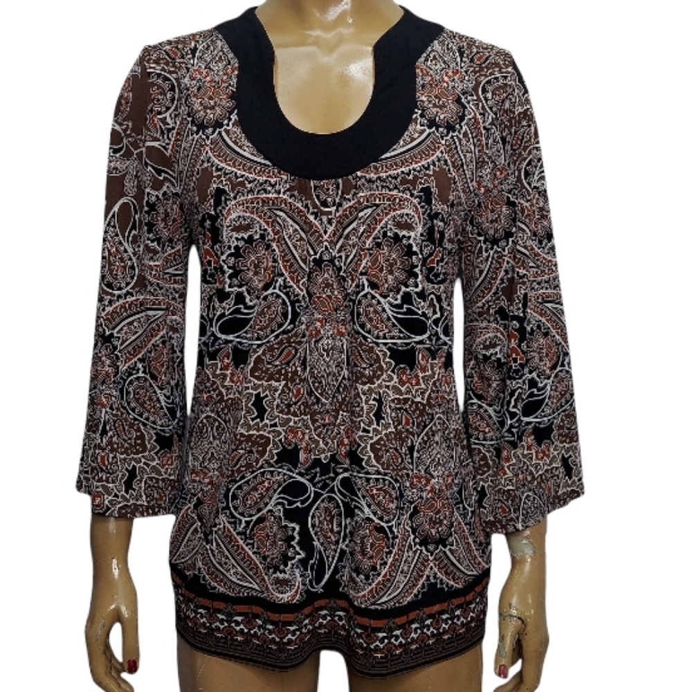 Apt 9 Paisley Bell Sleeve Career Blouse